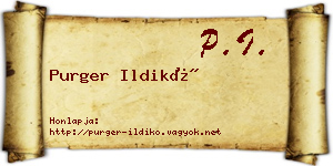 Purger Ildikó névjegykártya